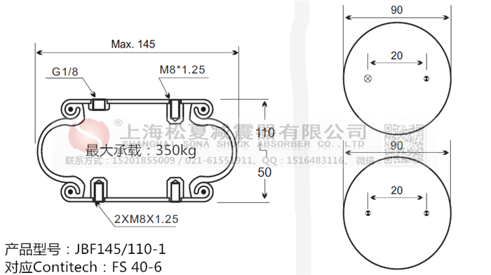 JBF145/110-1橡膠<a href='http://m.gigasetdigital.com/' target='_blank'><u>空氣彈簧</u></a>