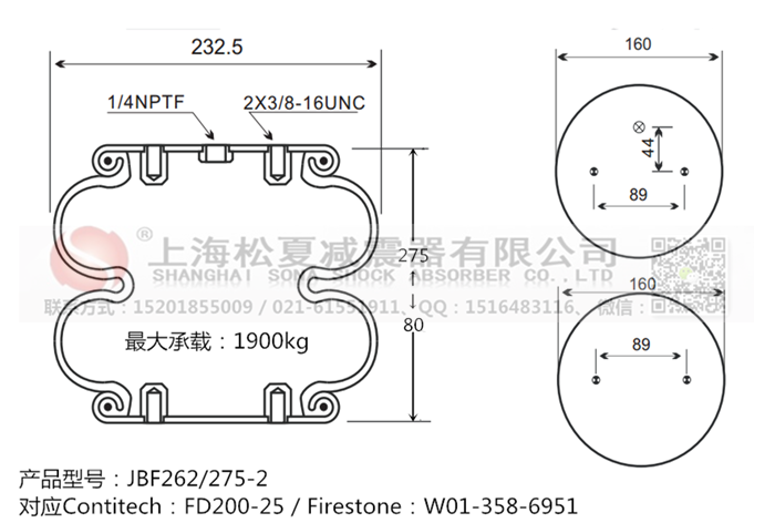 JBF262/275-2橡膠<a href='http://m.gigasetdigital.com/' target='_blank'><u>空氣彈簧</u></a>