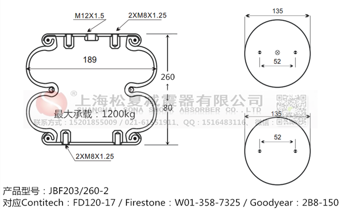 JBF203/260-2橡膠<a href='http://m.gigasetdigital.com/' target='_blank'><u>空氣彈簧</u></a>